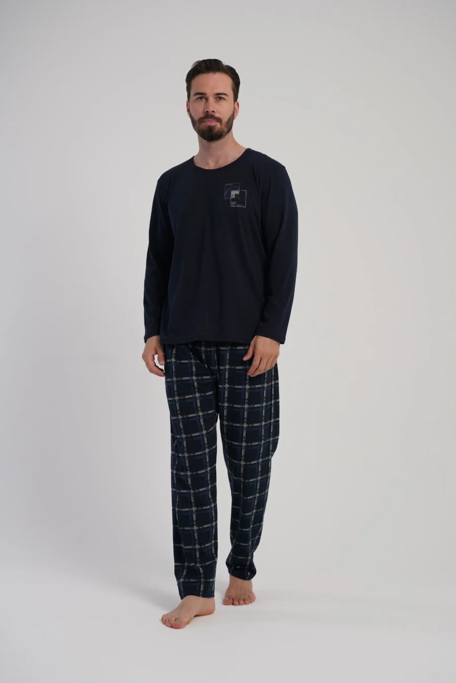 Piżama Męska Vienetta Plaid Set, Granatowy, r. 1XL-4XL - obrazek 2