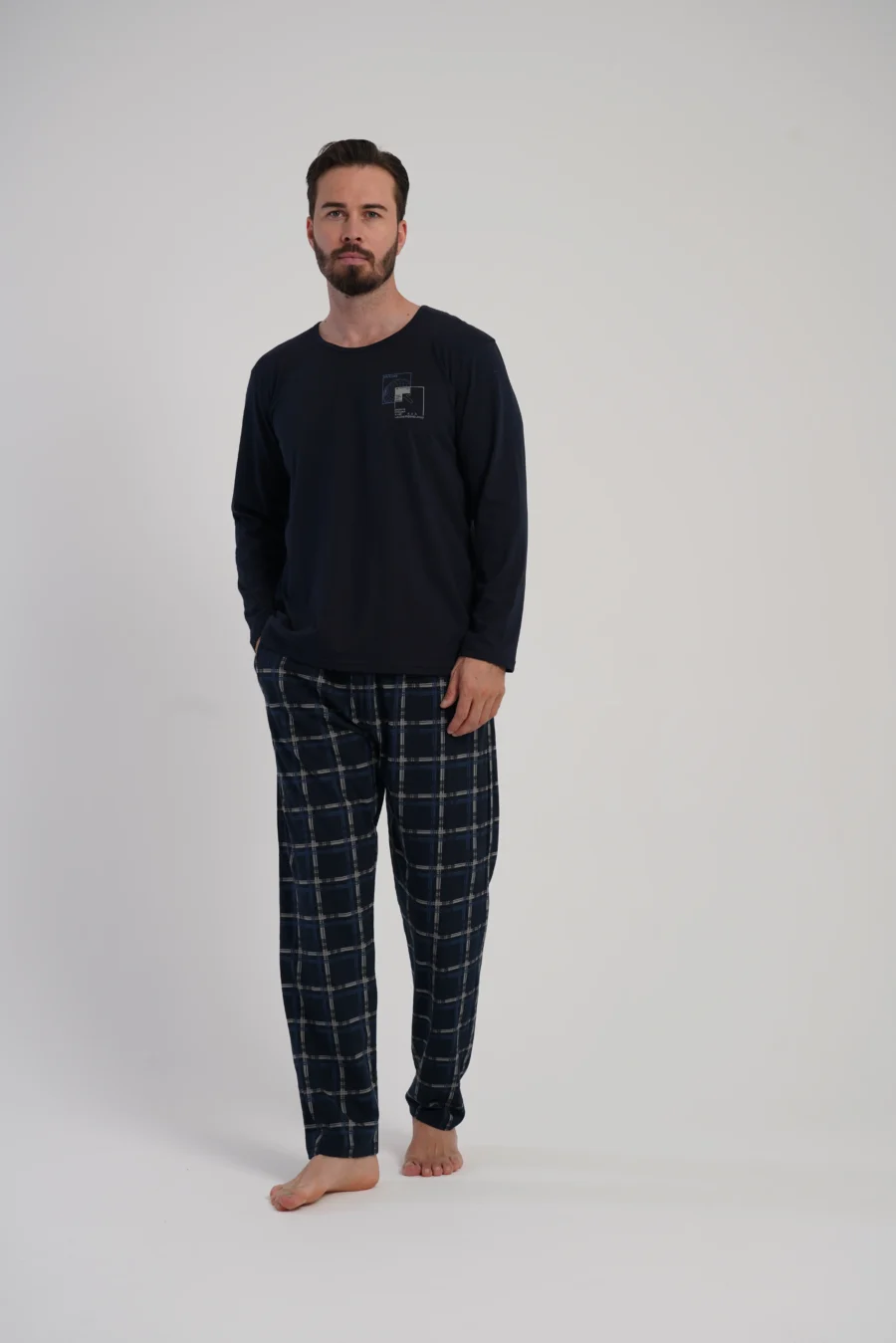 Piżama Męska Vienetta Plaid Set, Granatowy, r. 1XL-4XL - obrazek 3