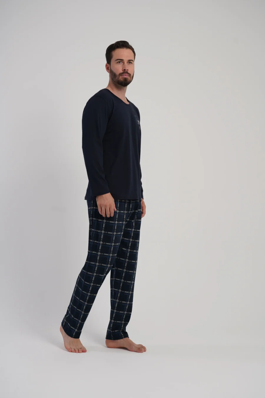 Piżama Męska Vienetta Plaid Set, Granatowy, r. 1XL-4XL - obrazek 4