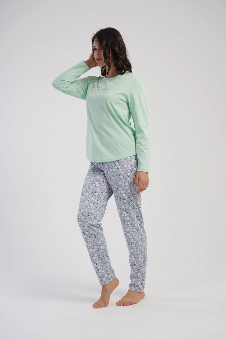 Piżama Damska Vienetta Mint Blossom, Miętowy, r. 1XL-4XL - obrazek 3