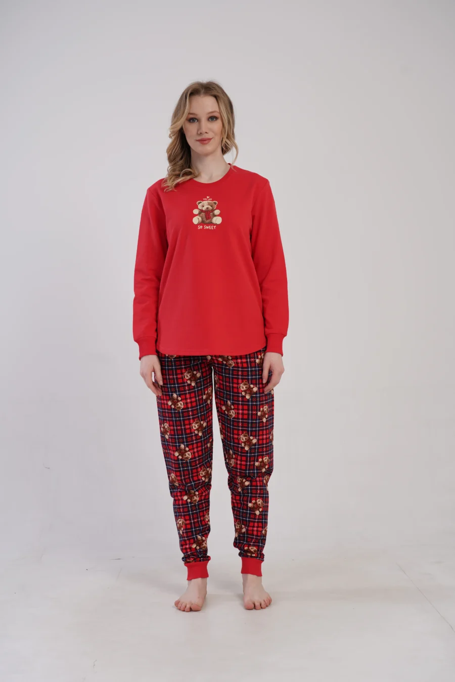 Piżama Damska Vienetta Sweet Bears, Czerwony, r. S-XL