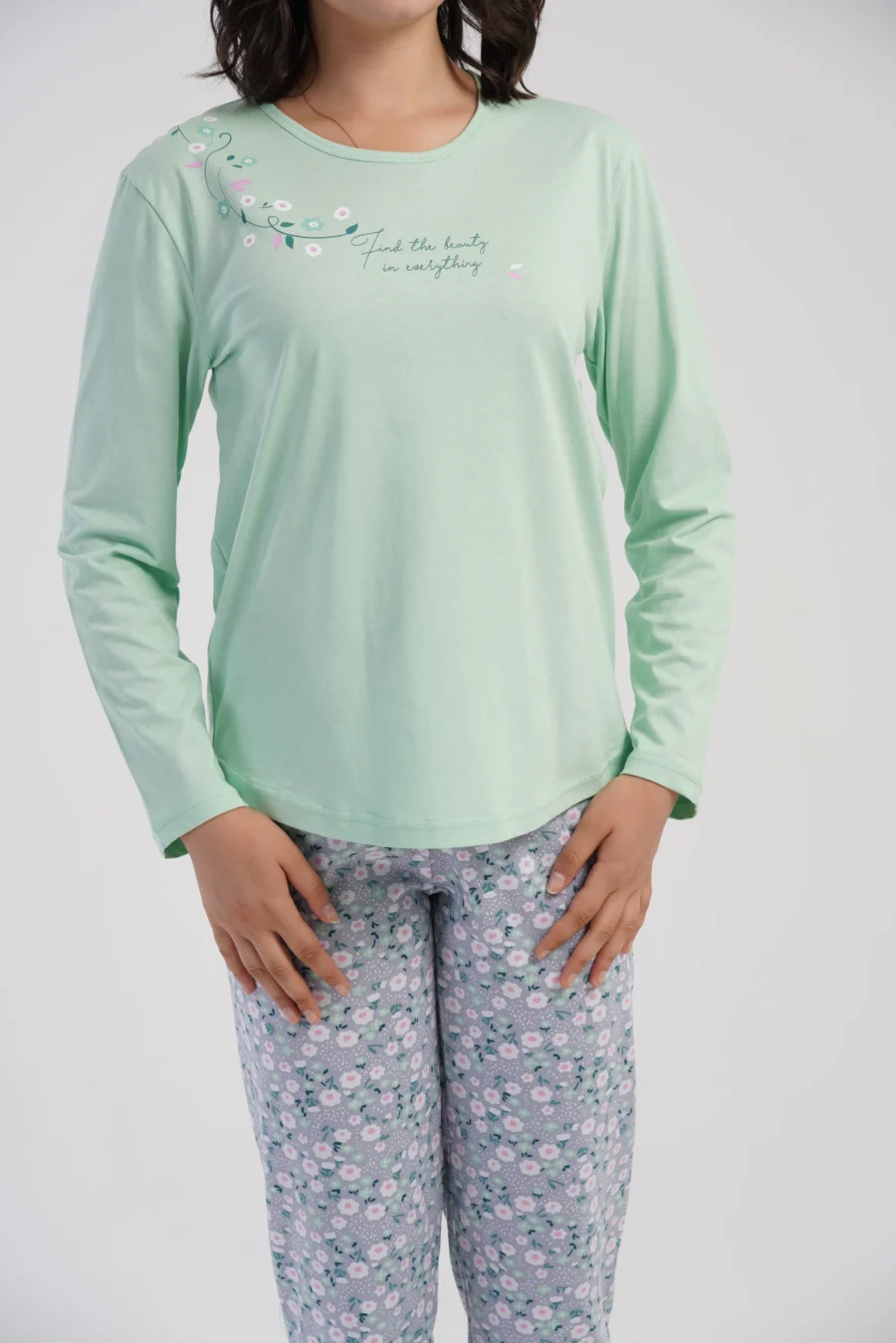 Piżama Damska Vienetta Mint Blossom, Miętowy, r. 1XL-4XL - obrazek 6