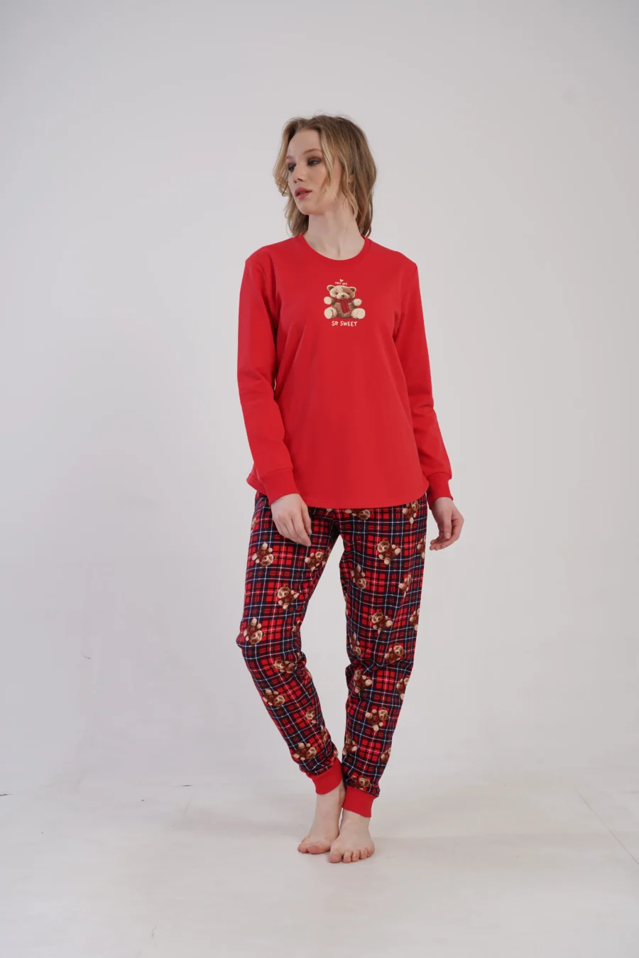 Piżama Damska Vienetta Sweet Bears, Czerwony, r. S-XL - obrazek 6