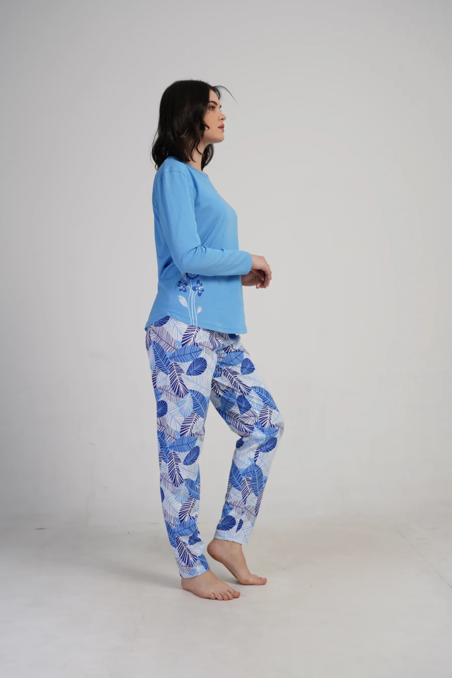 Piżama Damska Vienetta Tropical Bloom, Niebieski, r. M-XXL - obrazek 5