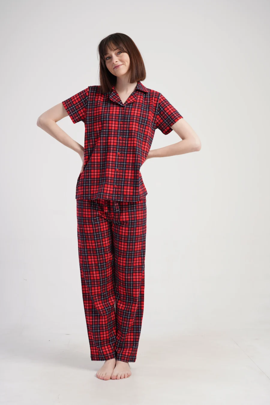 Piżama Damska Vienetta Classic Checks, Czerwony, r. S-XL - obrazek 2