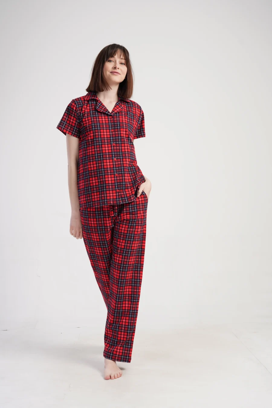 Piżama Damska Vienetta Classic Checks, Czerwony, r. S-XL - obrazek 4