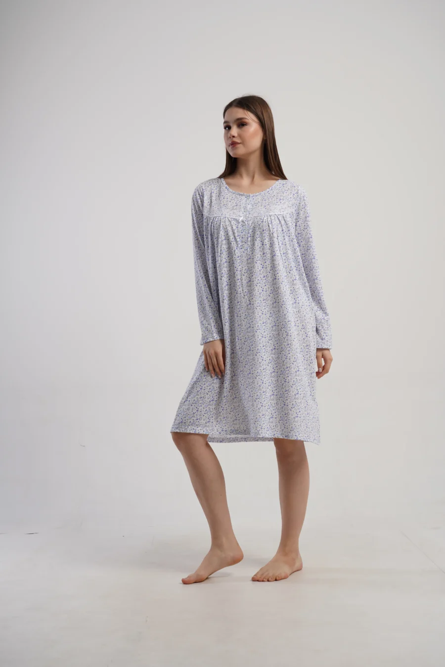 Koszula Nocna Damska Vienetta Blue Night, Niebieski, r. M - XXL - obrazek 4