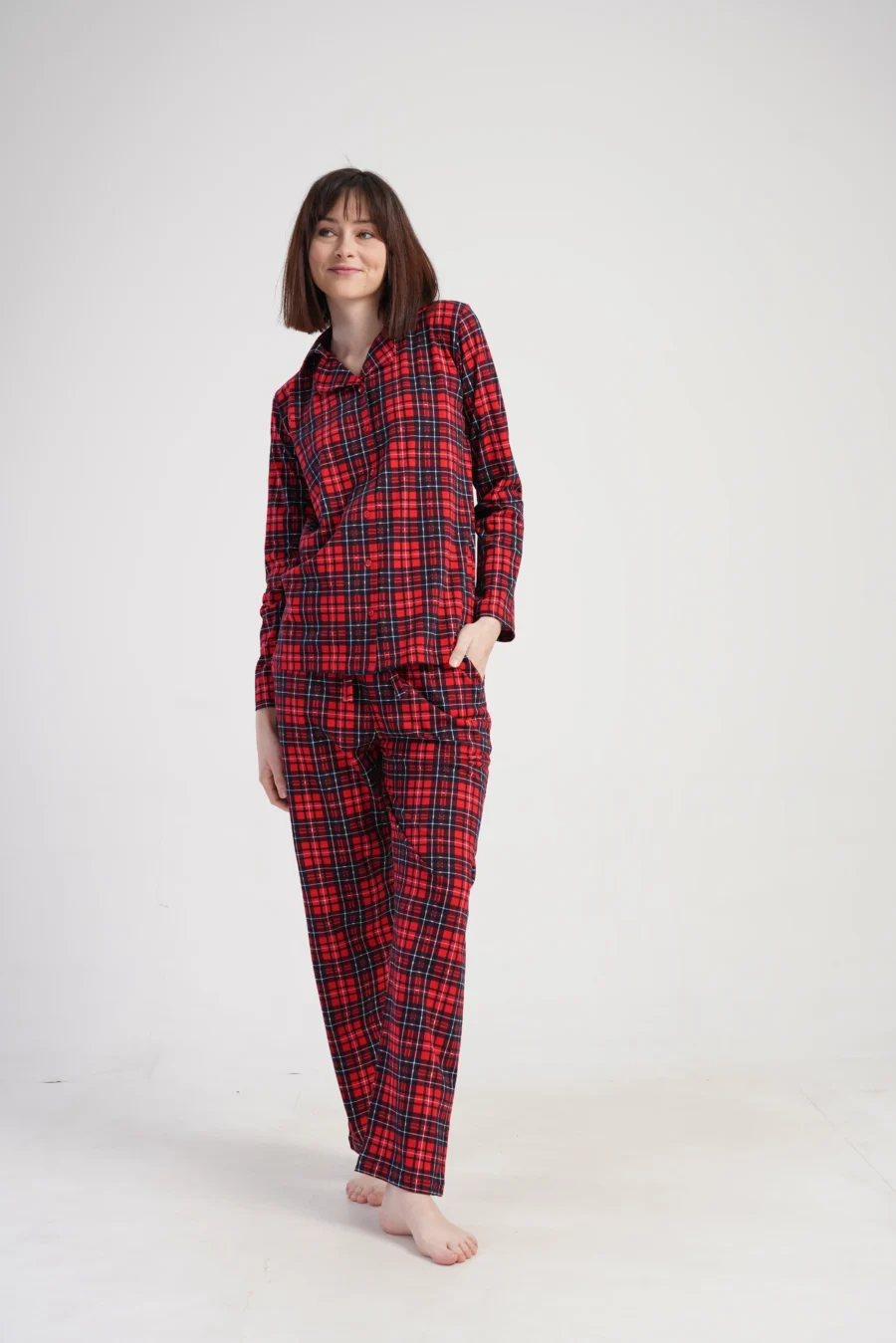 Piżama Damska Vienetta Red Check, Czerwony, r. M-XXL - obrazek 2