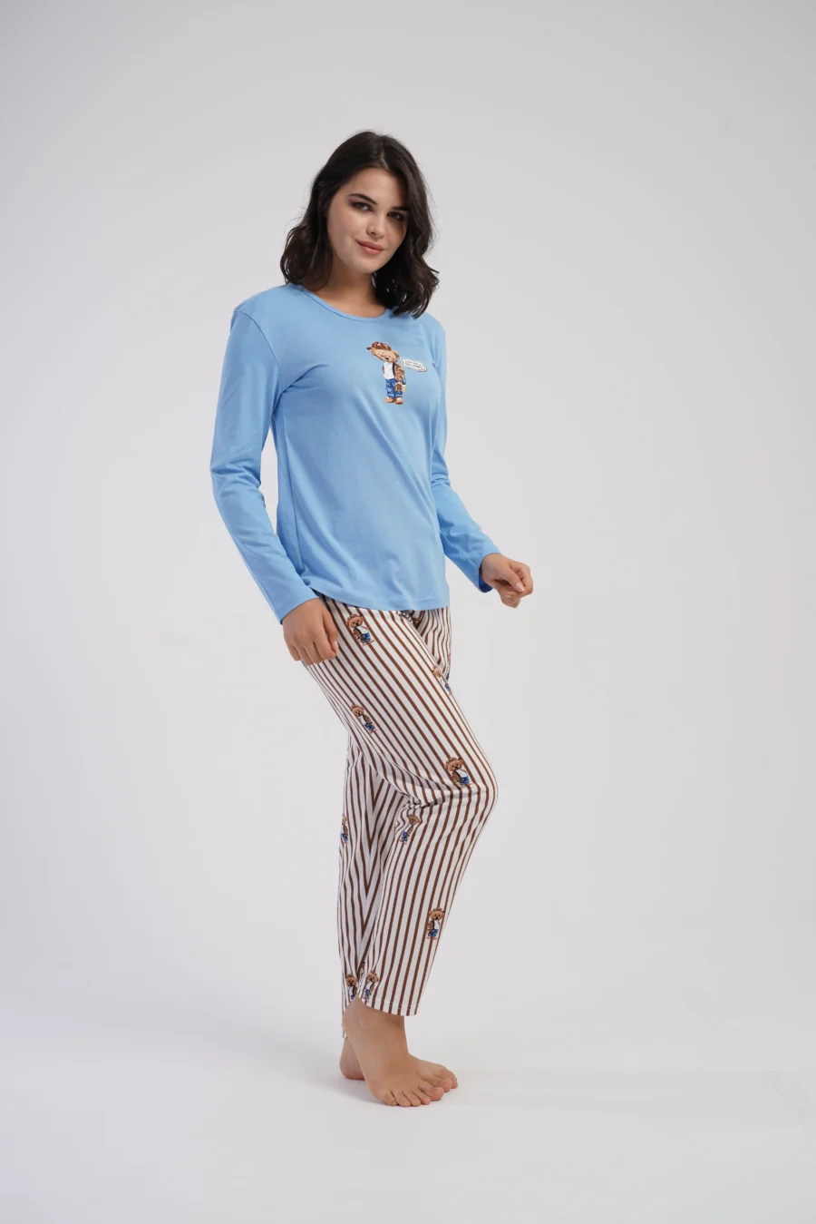 Piżama Damska Vienetta Cozy Lines, Niebieski, r. S-XL - obrazek 3