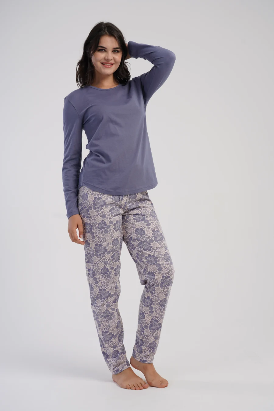 Piżama Damska Vienetta Plum Blossom, Fioletowy, r. 1XL-4XL - obrazek 3