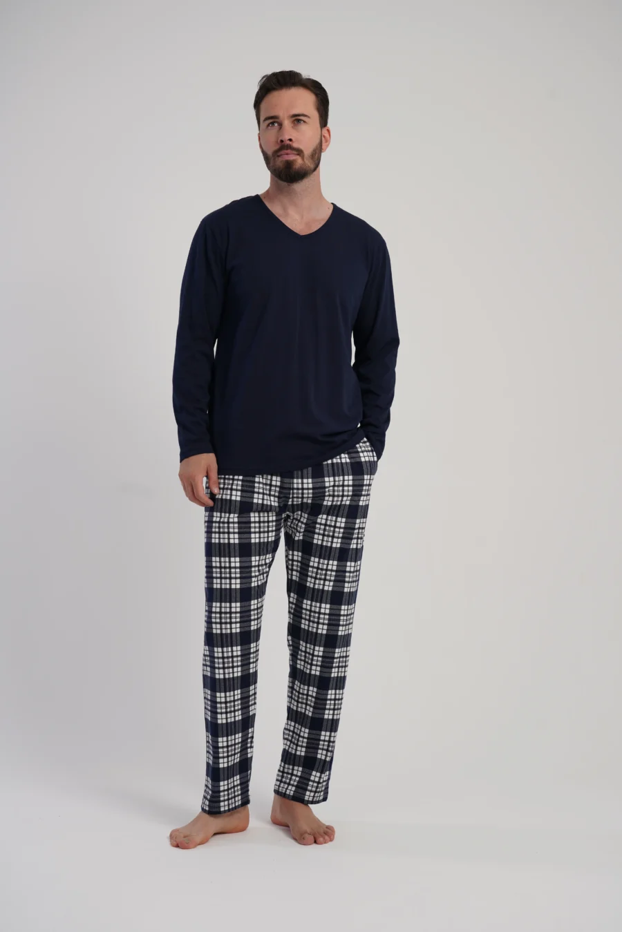 Piżama Męska Vienetta Navy Plaid, Granatowy, r. 1XL-4XL - obrazek 6
