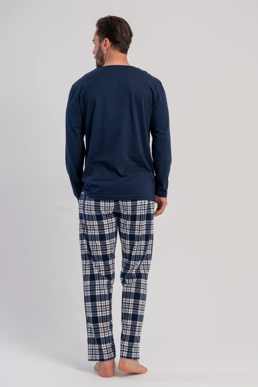 Piżama Męska Vienetta Navy Plaid, Granatowy, r. 1XL-4XL - obrazek 4