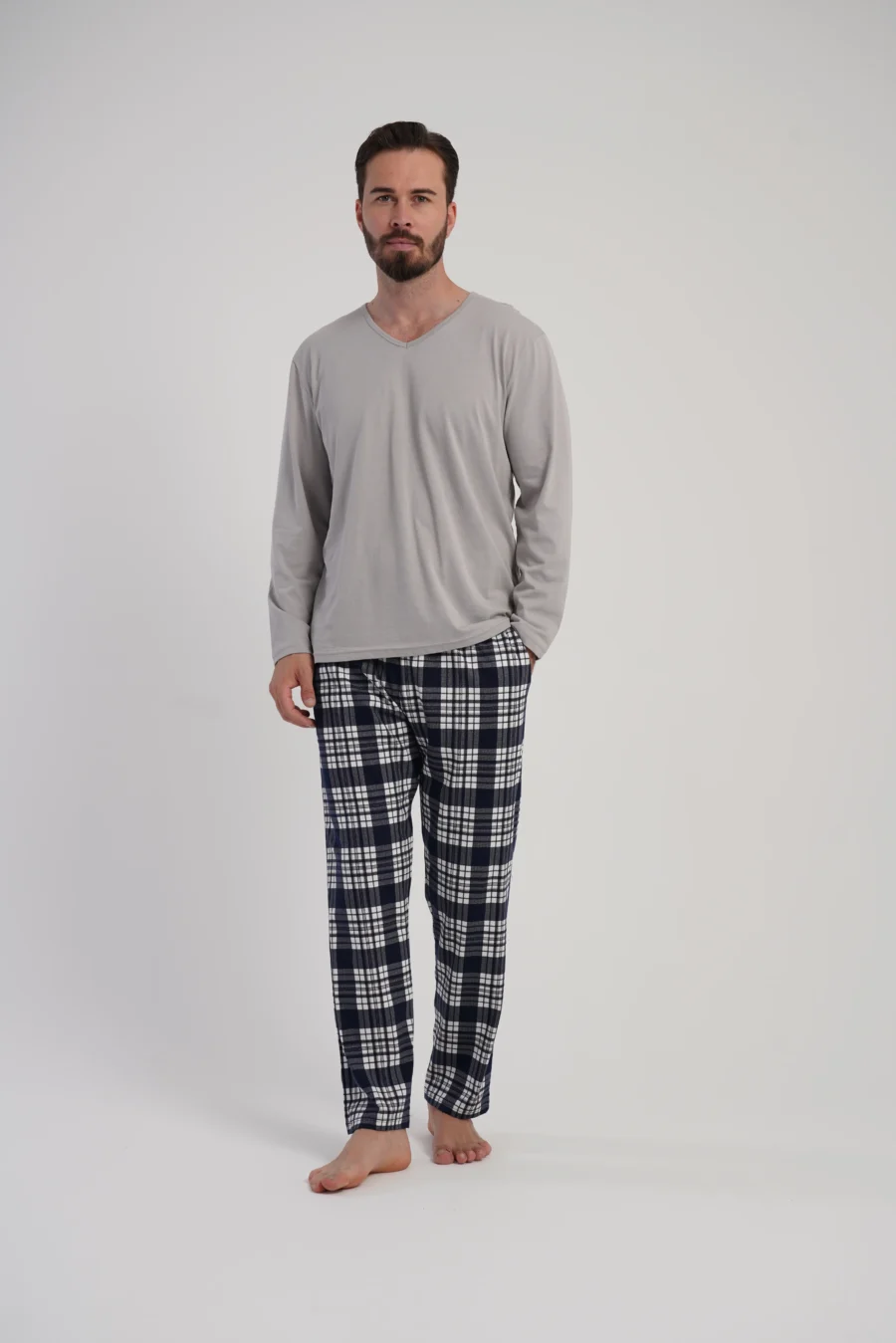 Piżama Męska Vienetta Grey Plaid, Szary, r. 1XL-4XL - obrazek 2