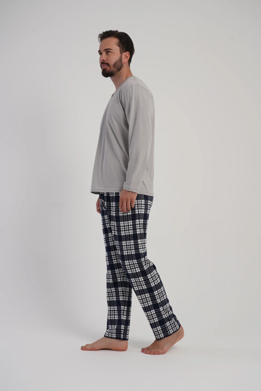 Piżama Męska Vienetta Grey Plaid, Szary, r. 1XL-4XL - obrazek 5