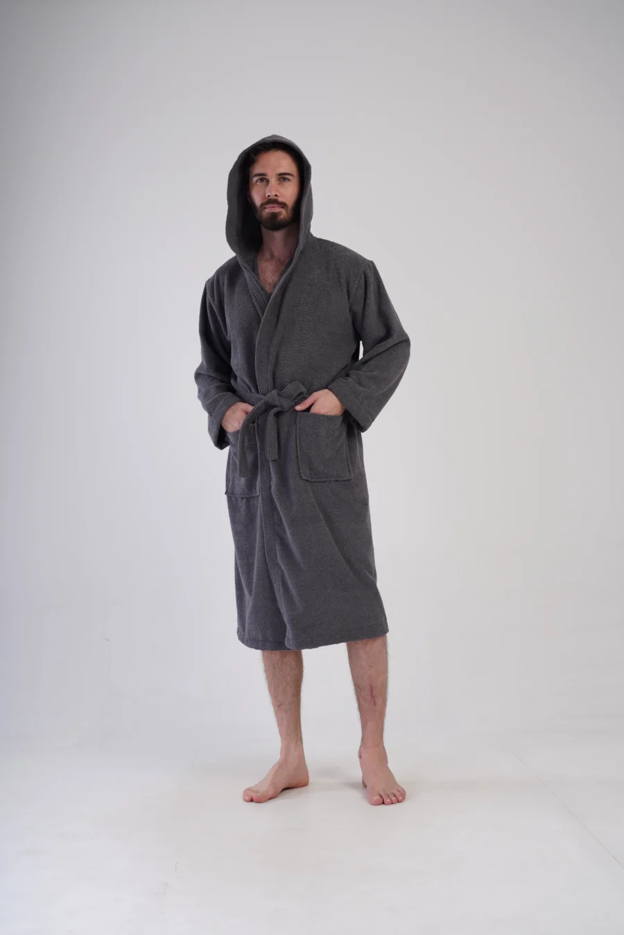 Szlafrok męski Vienetta Gray Night, Szary, r. L-XXL - obrazek 4
