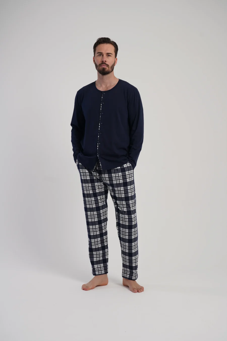 Piżama Męska Vienetta Classic Comfort, Granatowy, r. 1XL-4XL - obrazek 3