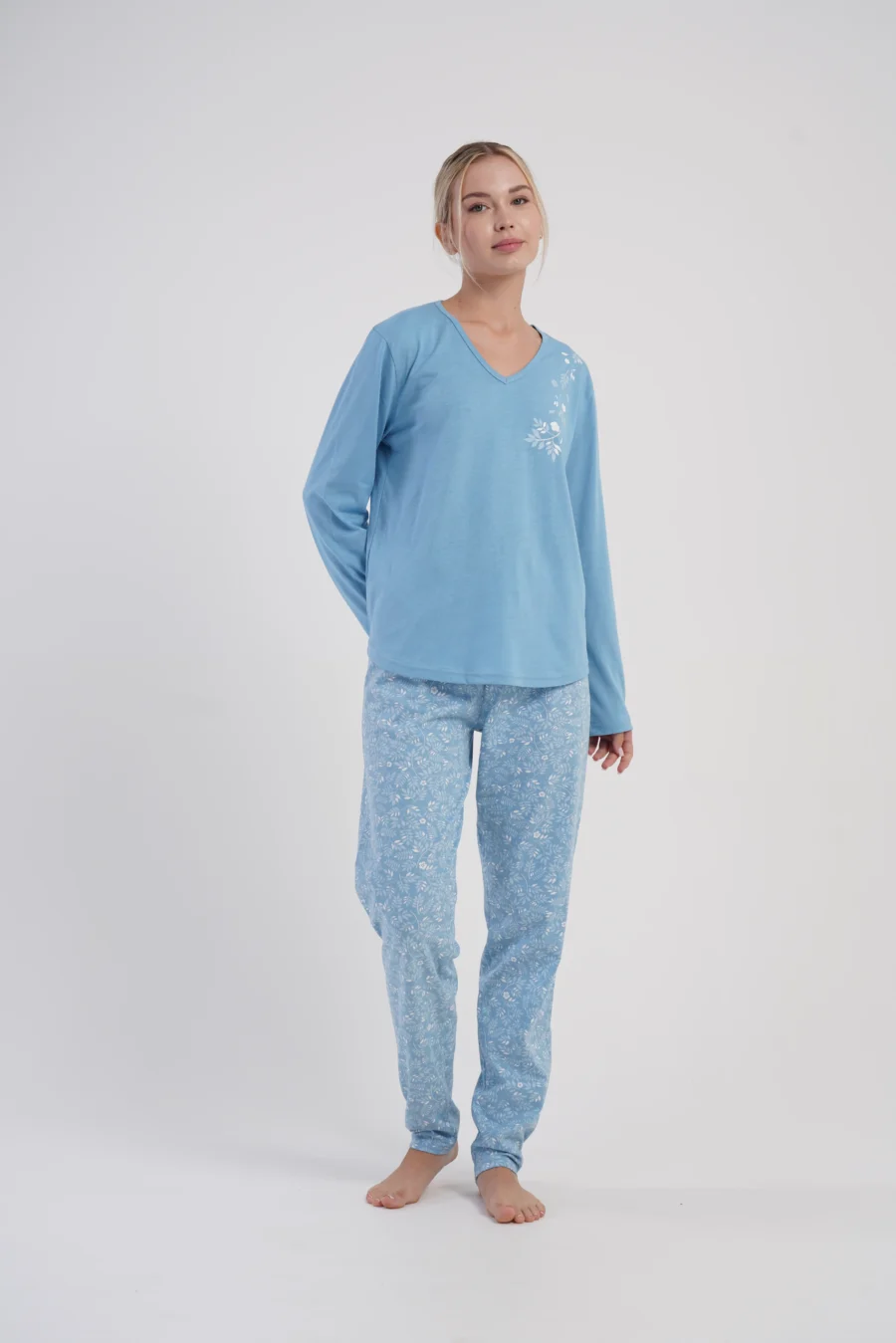 Piżama Damska Vienetta Blue Garden, Niebieski, r. 1XL-4XL - obrazek 2