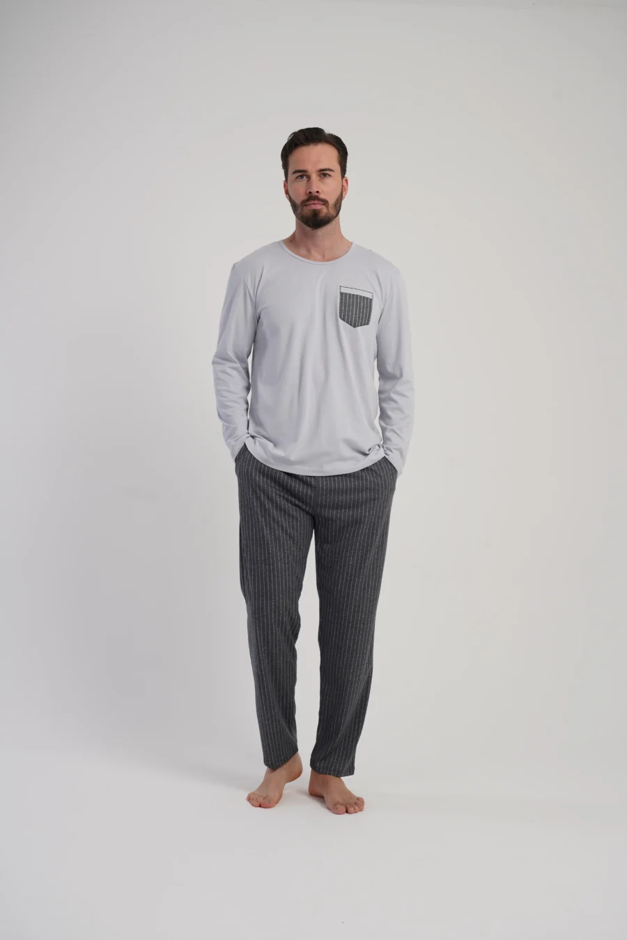 Piżama Męska Vienetta Comfort Night, Szary, r. 1XL-4XL - obrazek 3