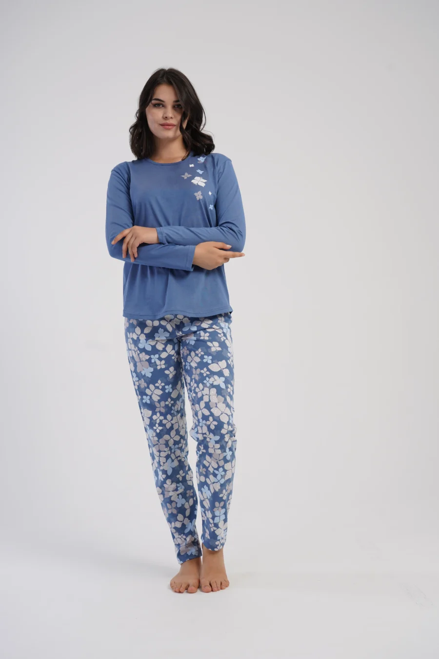 Piżama Damska Vienetta Blue Blossom, Niebieski, r. 1XL-4XL - obrazek 2