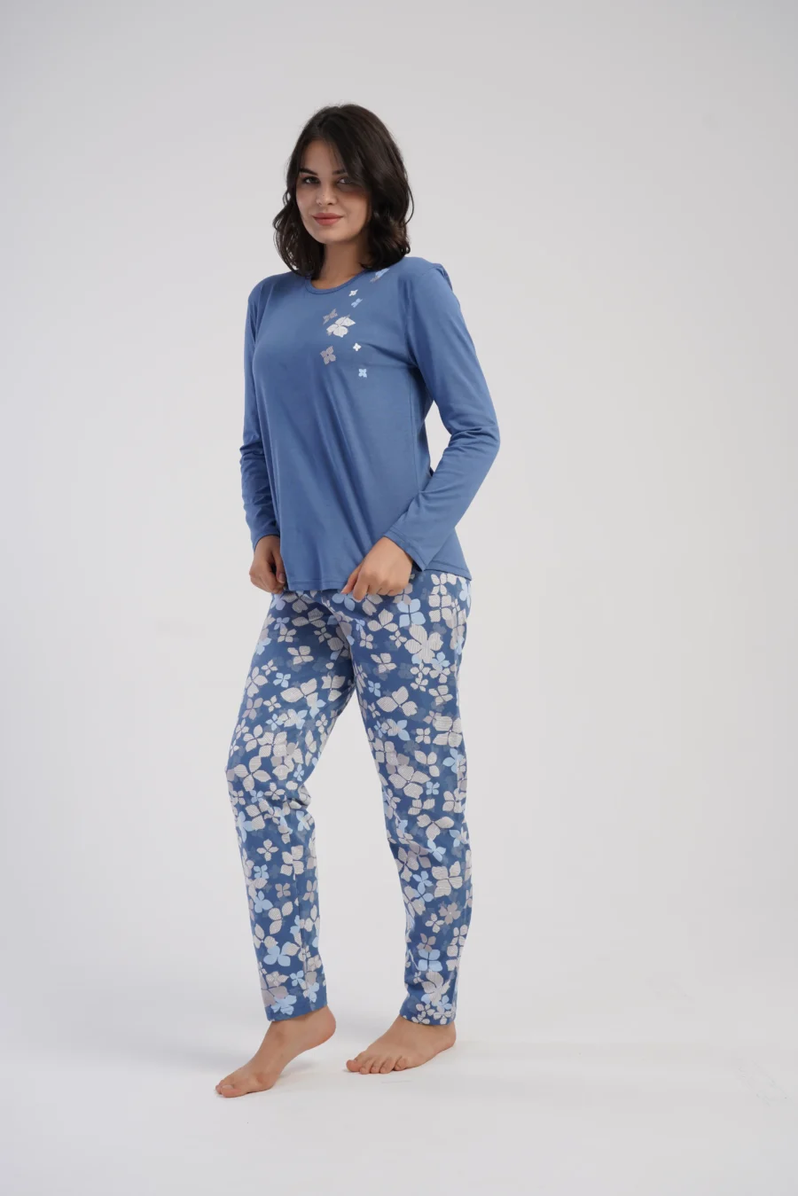 Piżama Damska Vienetta Blue Blossom, Niebieski, r. 1XL-4XL - obrazek 3
