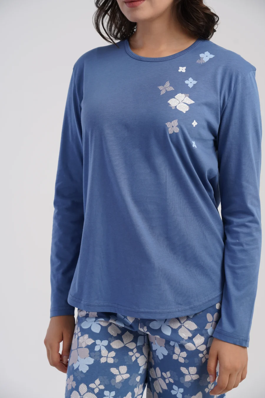 Piżama Damska Vienetta Blue Blossom, Niebieski, r. 1XL-4XL - obrazek 6