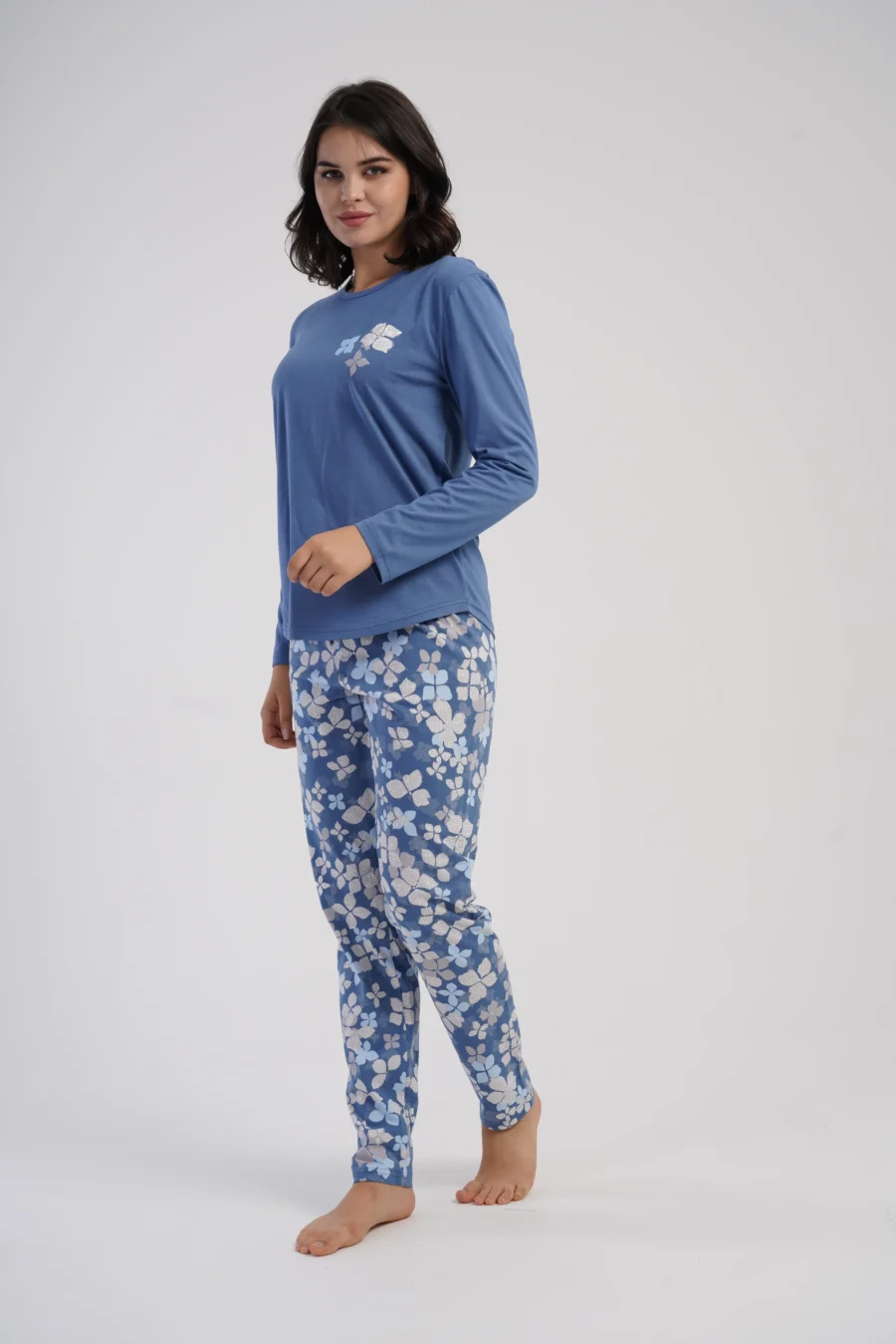 Piżama Damska Vienetta Blue Blossom, Niebieski, r. M-XXL - obrazek 2