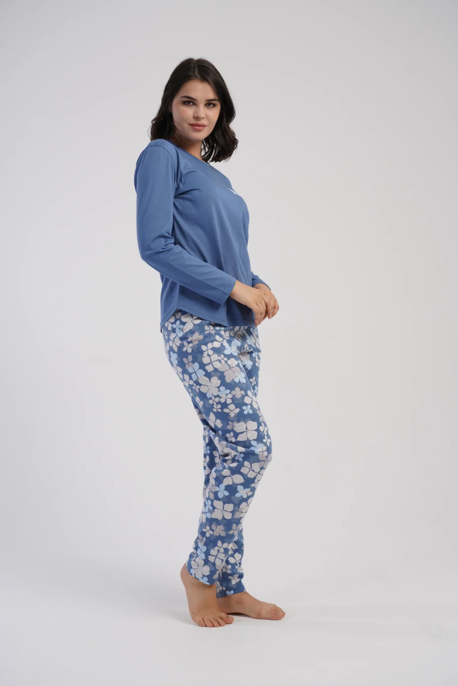 Piżama Damska Vienetta Blue Blossom, Niebieski, r. M-XXL - obrazek 3