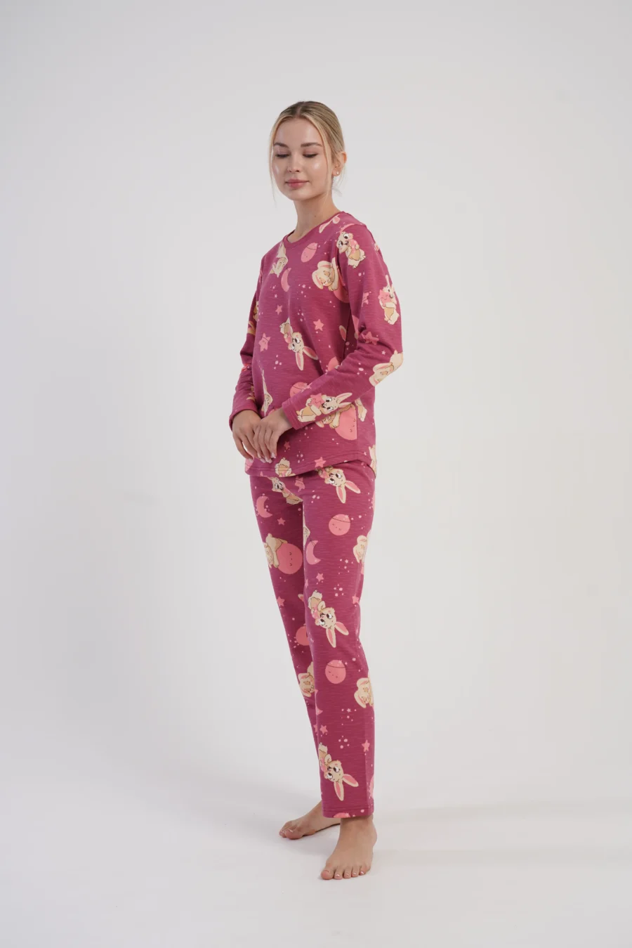 Piżama Damska Vienetta Moon Bunny, Malinowy, r. S-XL - obrazek 2