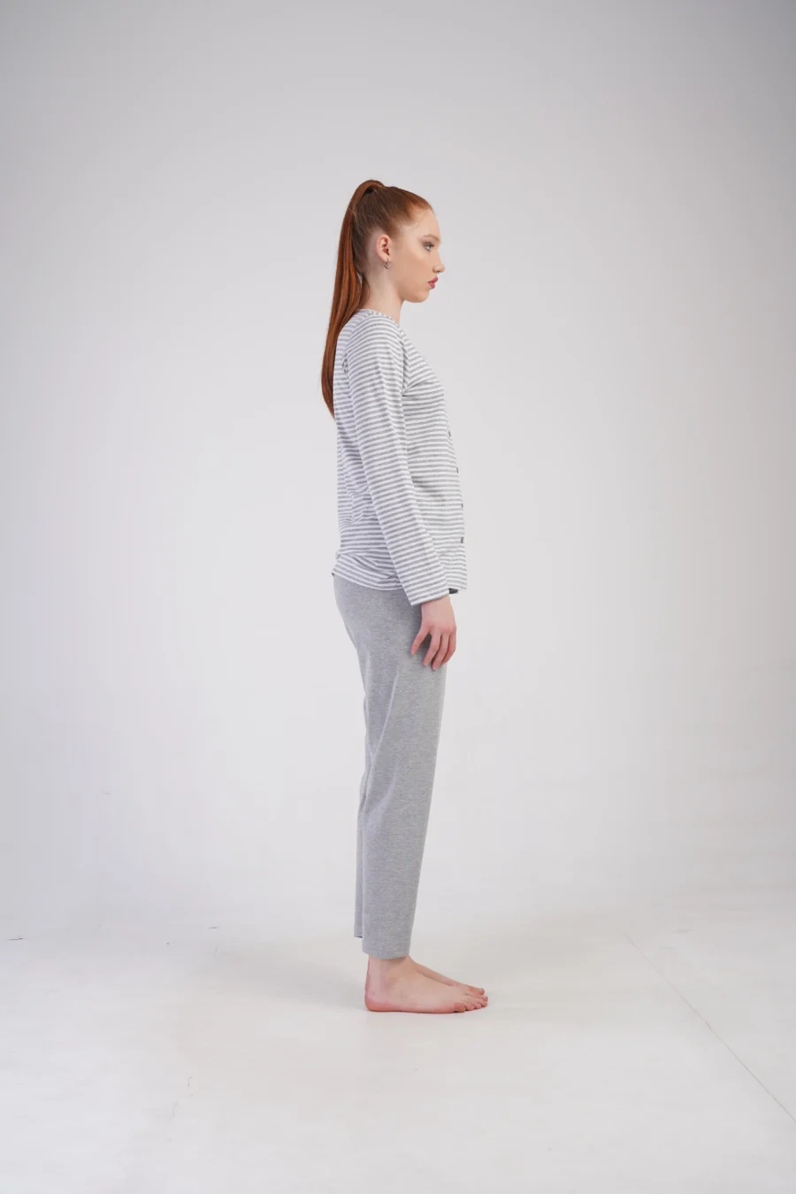 Piżama Damska Vienetta Grey Stripes, Szary, r. M-XXL - obrazek 5
