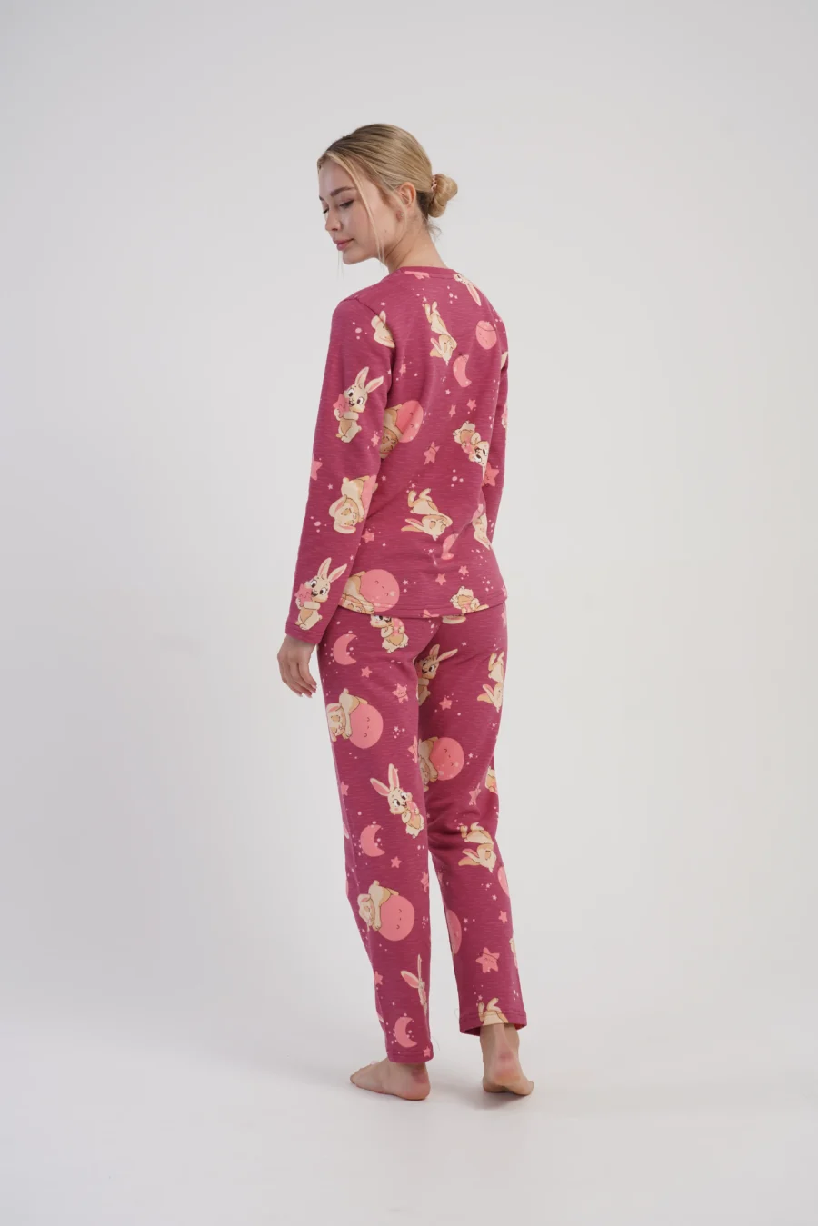 Piżama Damska Vienetta Moon Bunny, Malinowy, r. S-XL - obrazek 4