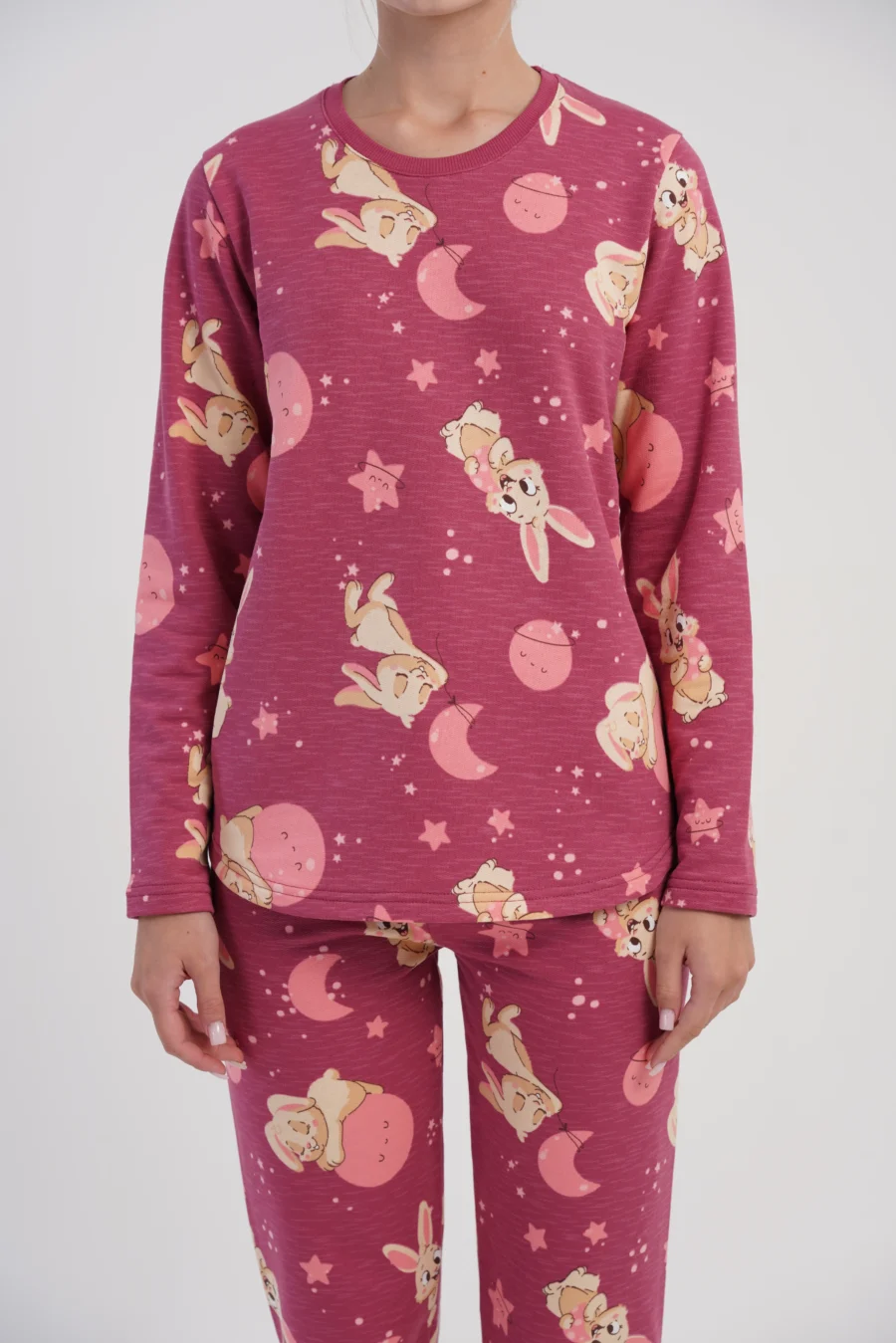 Piżama Damska Vienetta Moon Bunny, Malinowy, r. S-XL - obrazek 6