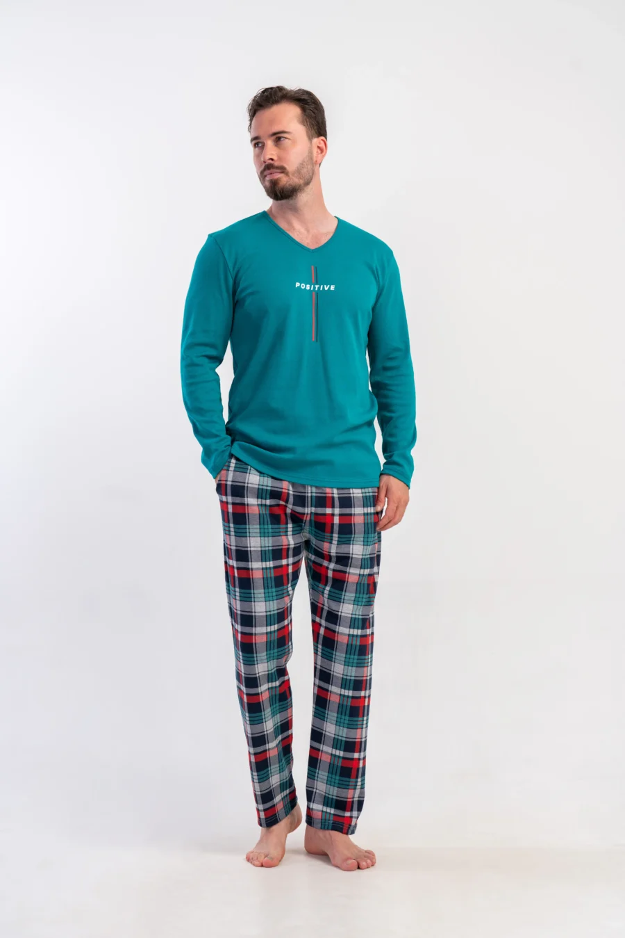 Piżama Męska Vienetta Positive, Zielony, r. M-XXL - obrazek 3