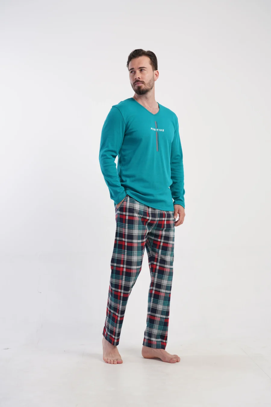 Piżama Męska Vienetta Positive, Zielony, r. M-XXL - obrazek 4