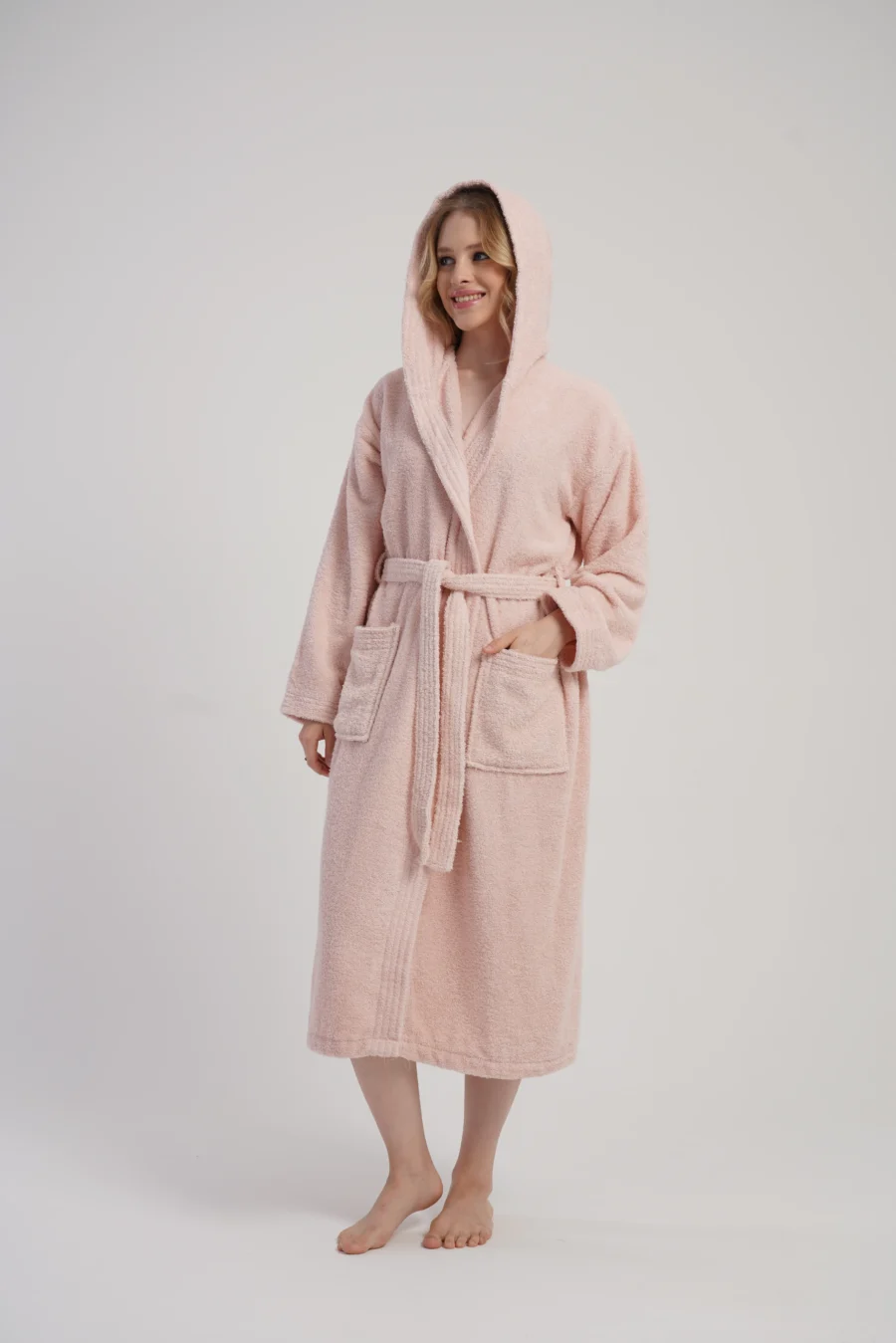 Szlafrok damski Vienetta Cozy Frotte, Różowy, r. M-XXL - obrazek 3