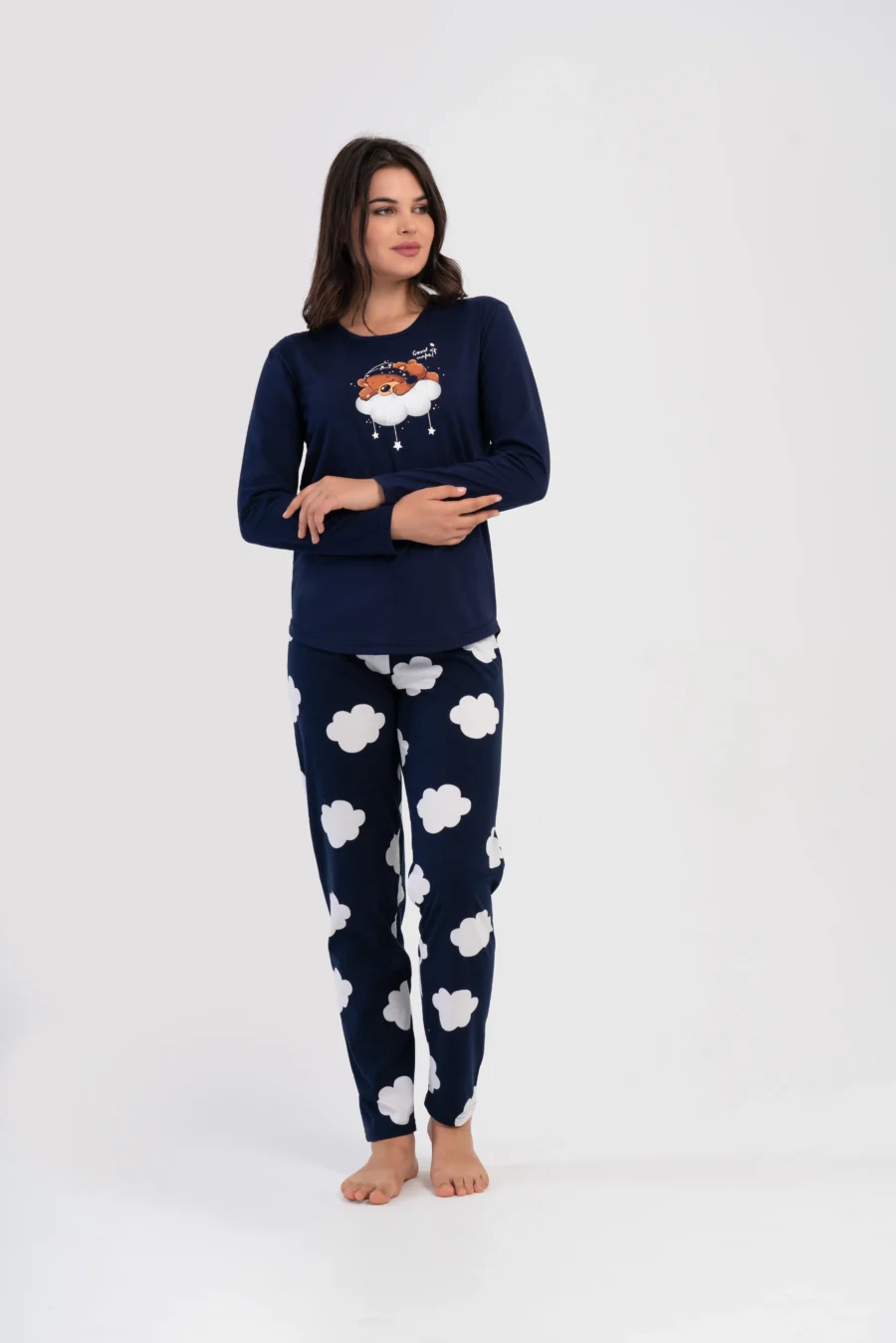 Piżama Damska Vienetta Cloud Sheep, Granatowy, r. S-XL