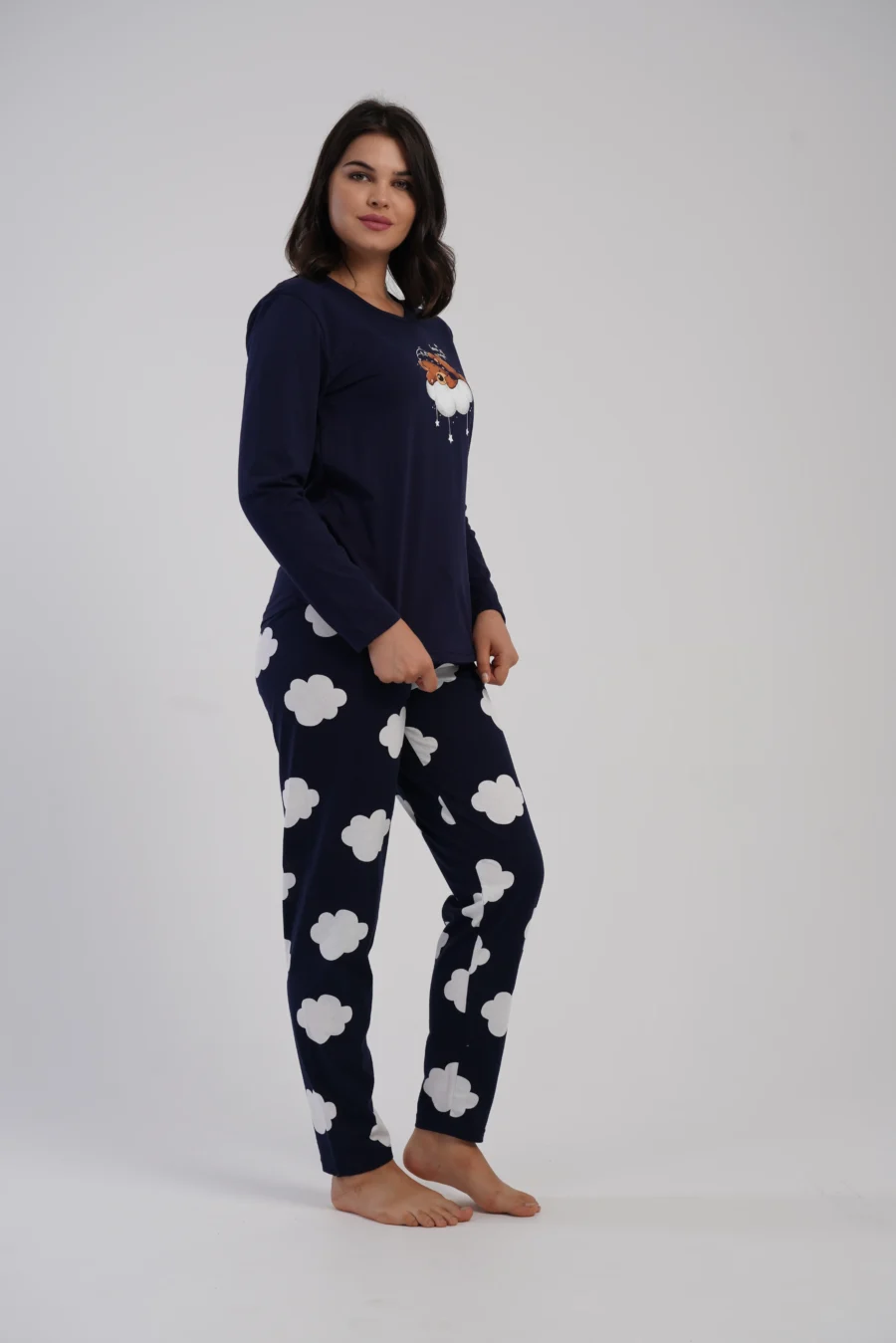 Piżama Damska Vienetta Cloud Sheep, Granatowy, r. S-XL - obrazek 3