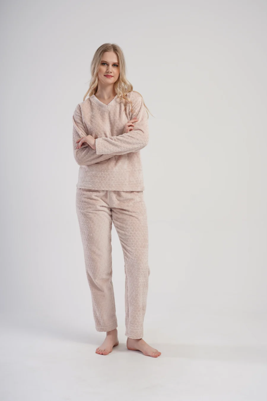 Piżama Damska Softowa Vienetta Soft Hexa, Różowy, r. S-XL - obrazek 3