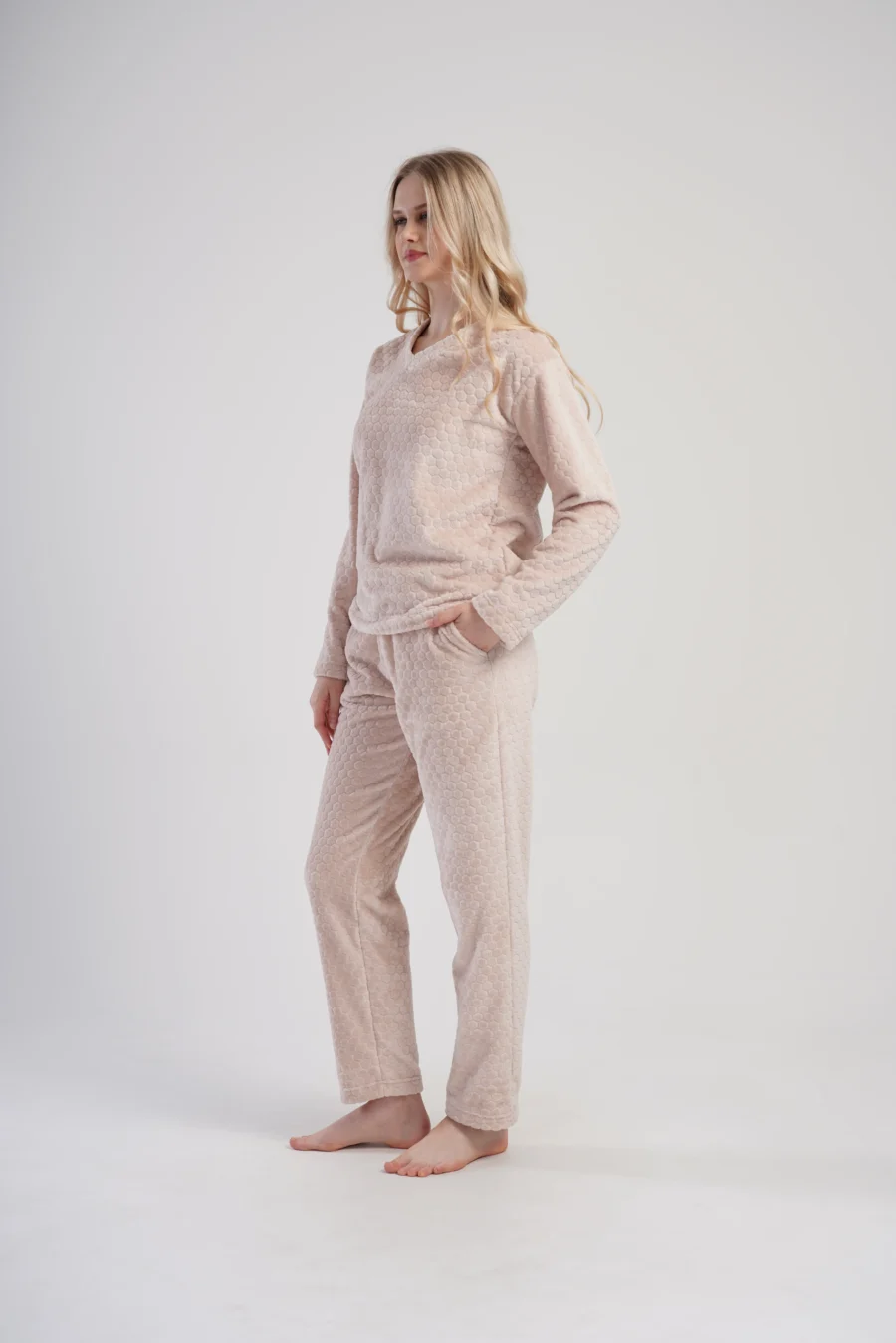 Piżama Damska Softowa Vienetta Soft Hexa, Różowy, r. S-XL - obrazek 4