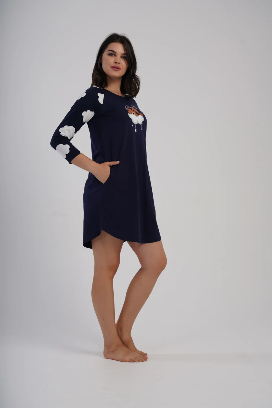 Koszula Nocna Vienetta Cloud Bear, Granatowy, r. 1XL-4XL - obrazek 3
