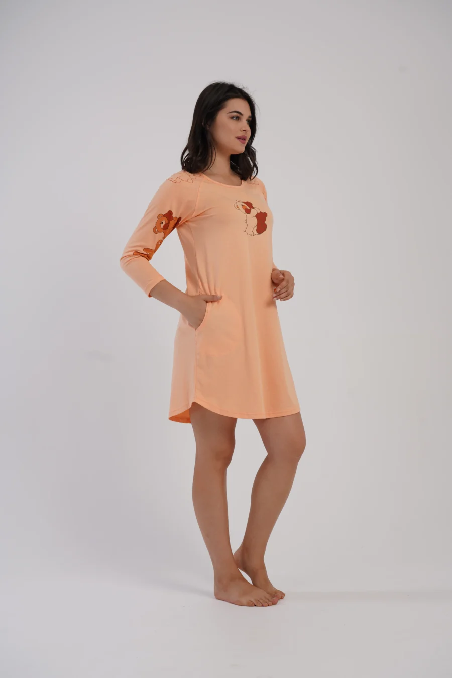 Koszula Nocna Damska Vienetta Peach Bear, Brzoskwiniowy, r. M - XXL - obrazek 2