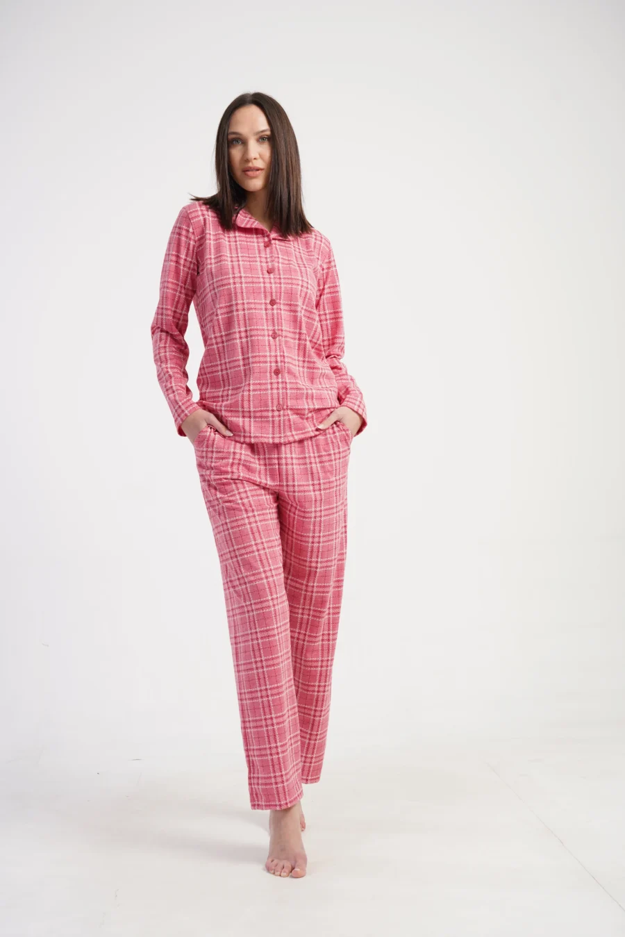 Piżama Damska Vienetta Pink Check, Różowy, r. S-XL - obrazek 4