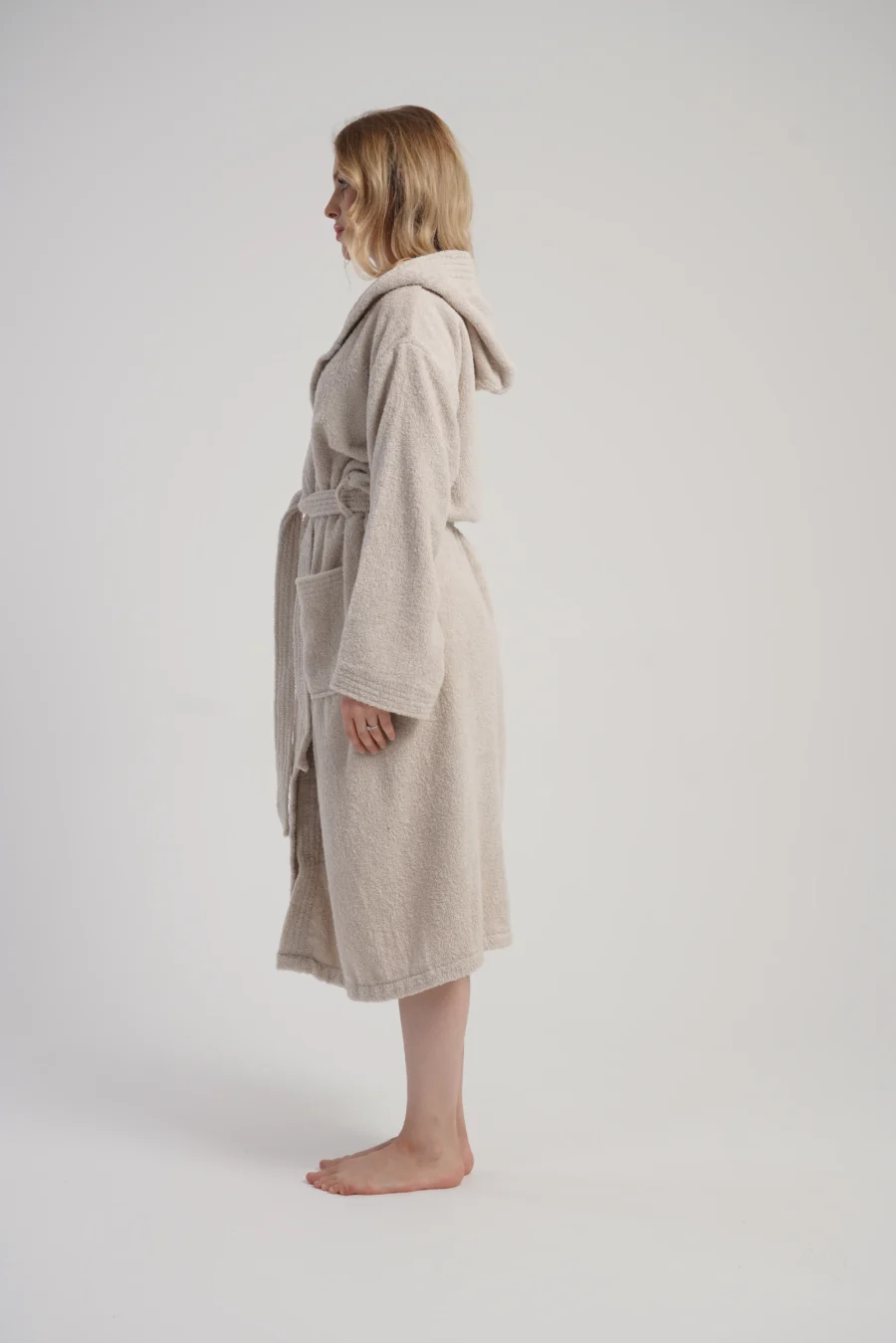 Szlafrok damski Vienetta Cozy Frotte, Beżowy, r. M-XXL - obrazek 5