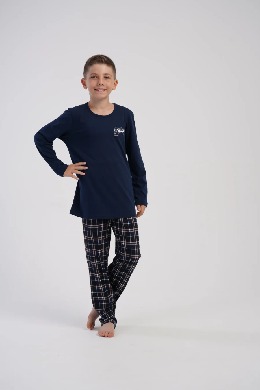 Piżama chłopięca Vienetta Navy Check, Granatowy, r. 134-164 - obrazek 3