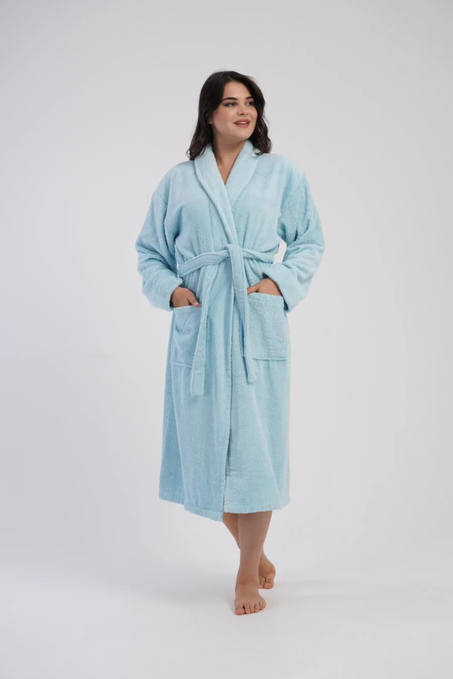 Szlafrok damski Vienetta Comfort, Niebieski, r. M-XL - obrazek 3