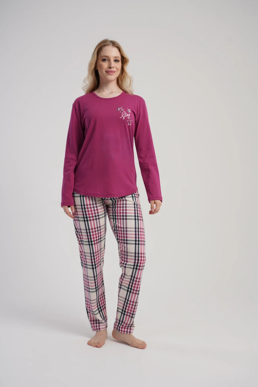 Piżama Damska Vienetta Starry Comfort, Różowy, r. S-XL