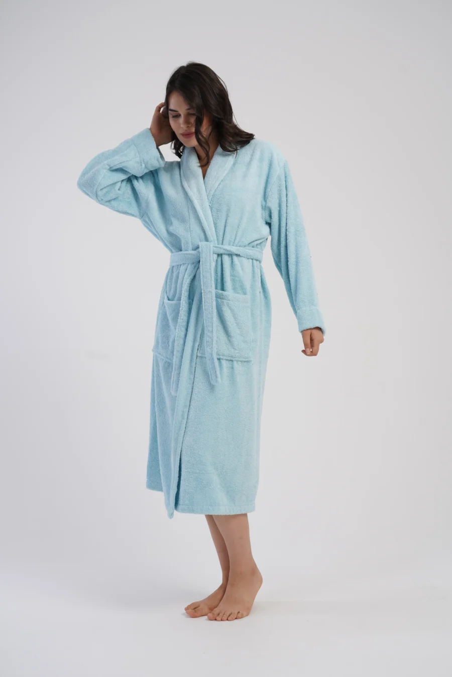 Szlafrok damski Vienetta Comfort, Niebieski, r. M-XL - obrazek 4