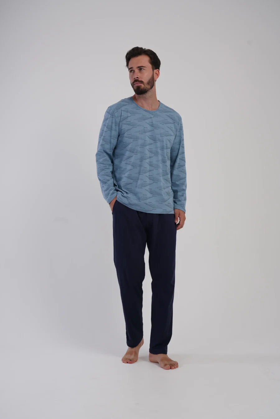 Piżama Męska Vienetta Blue Plaid, Niebieski, r. 1XL-4XL - obrazek 2