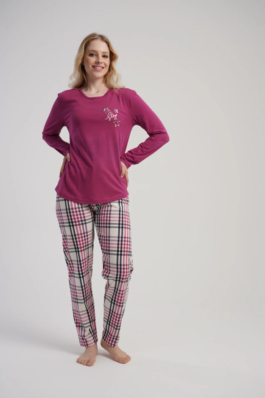 Piżama Damska Vienetta Starry Comfort, Różowy, r. S-XL - obrazek 2