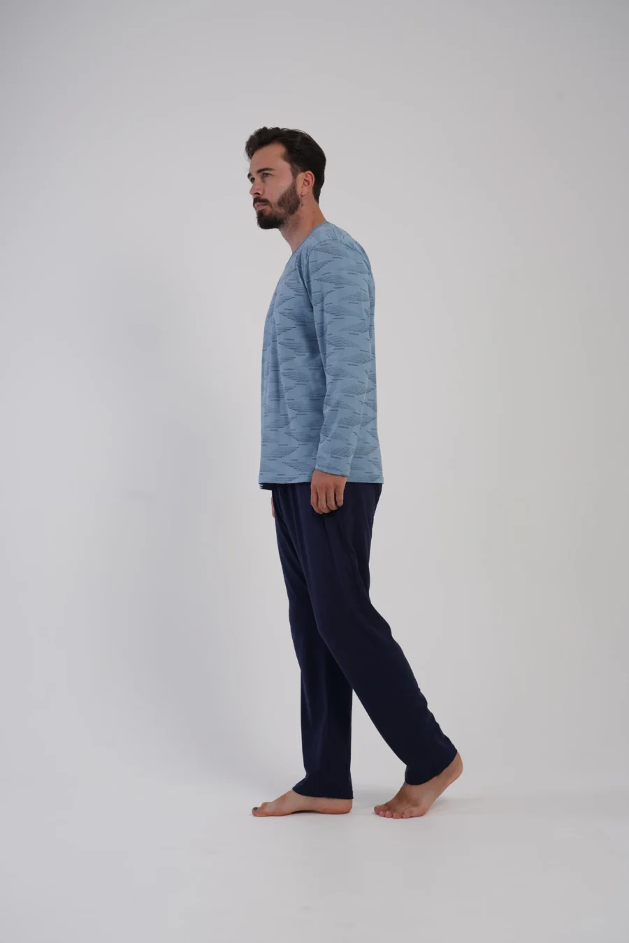 Piżama Męska Vienetta Blue Plaid, Niebieski, r. 1XL-4XL - obrazek 4