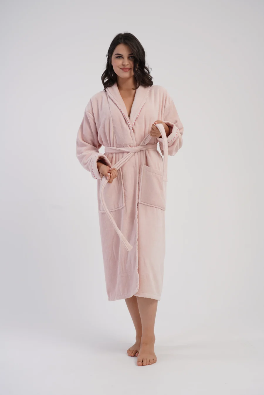 Szlafrok damski Vienetta Soft Rose, Różowy, r. M-XXL - obrazek 2